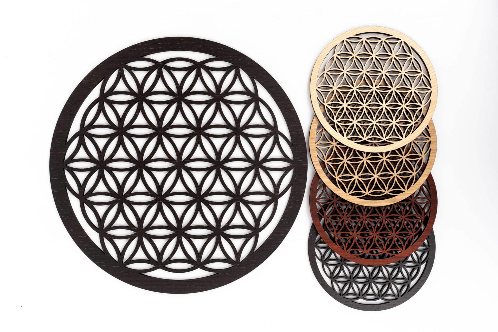 Fleur de vie en bois différentes essences de bois