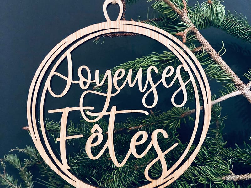 Boule de Noël en bois Joyeuses Fêtes