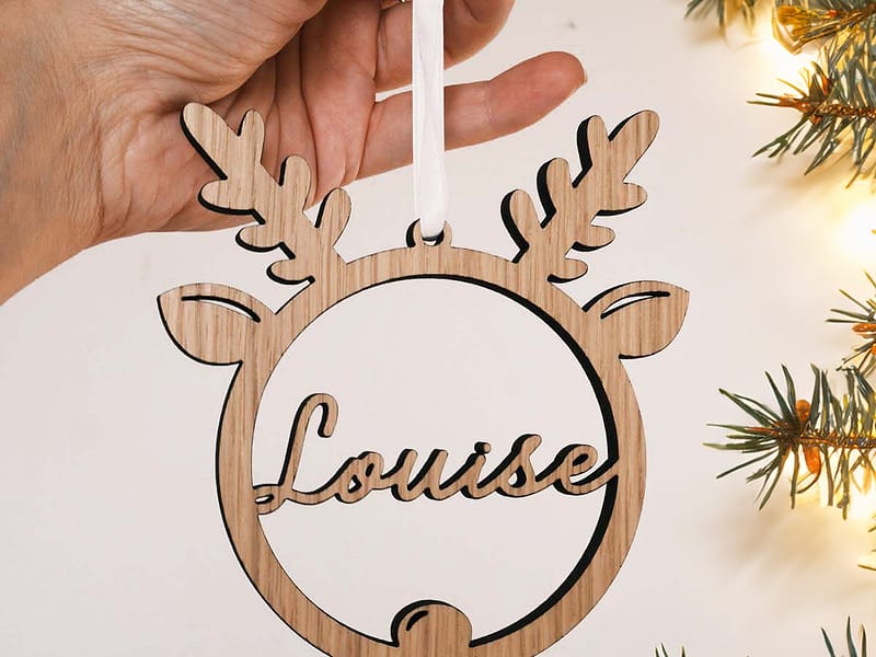 Boule en bois personnalisée "Renne" dans son écrin